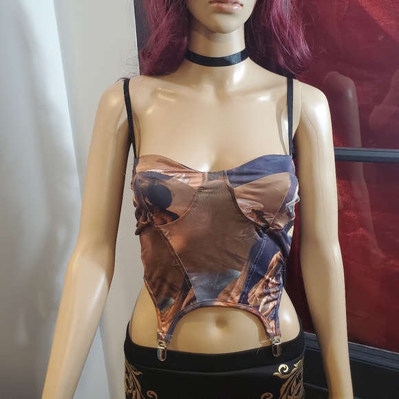 Art Printed Corset Camisole w Front Snaps - Picture 2 of 5